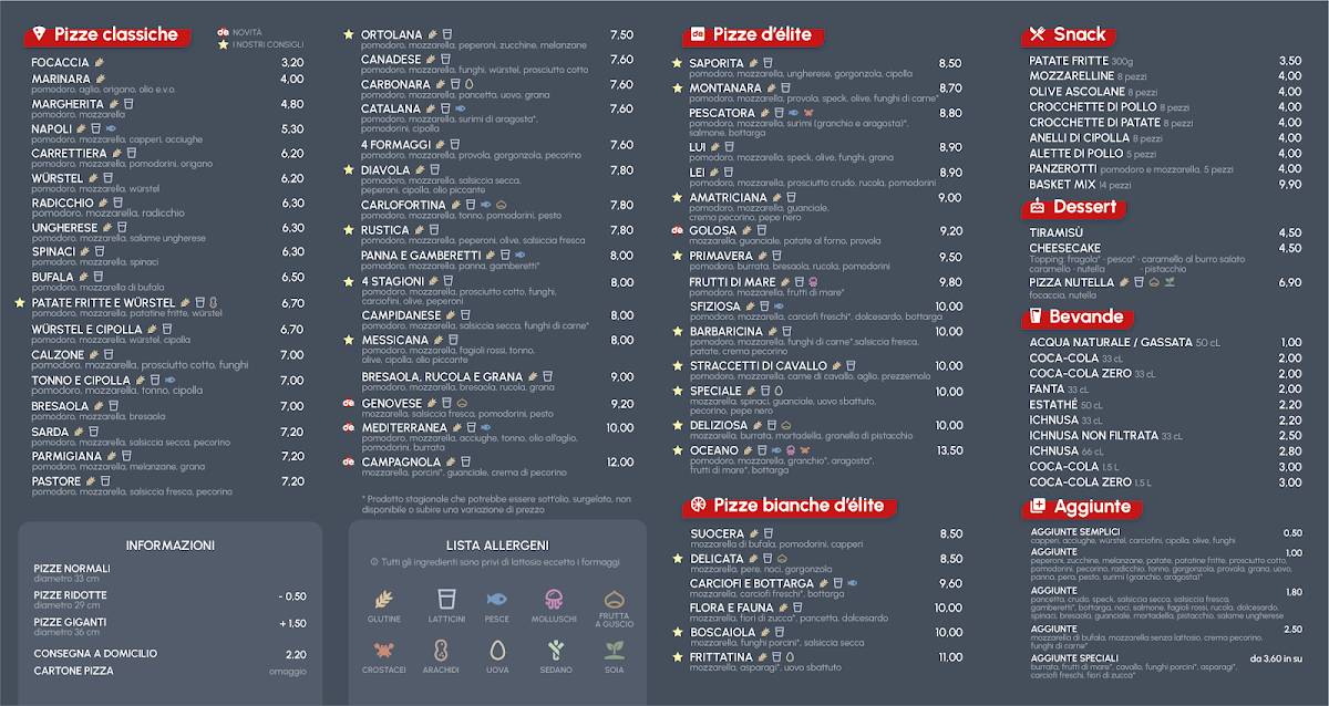 Menu di Pizzeria d'élite Monserrato 