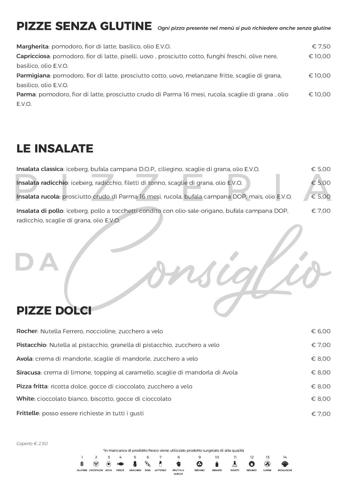Menu di Pizzeria Da Consiglio 