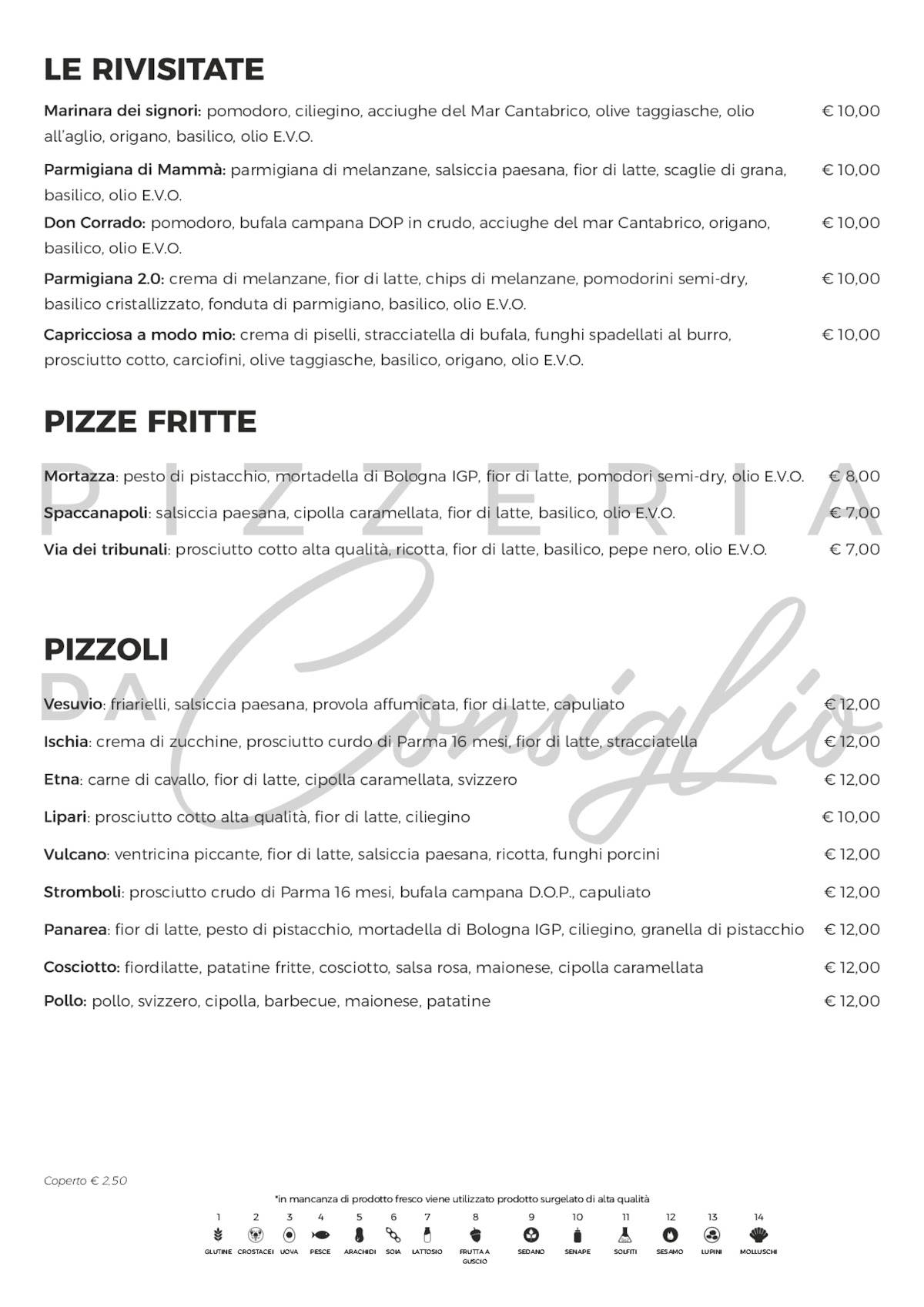 Menu di Pizzeria Da Consiglio 