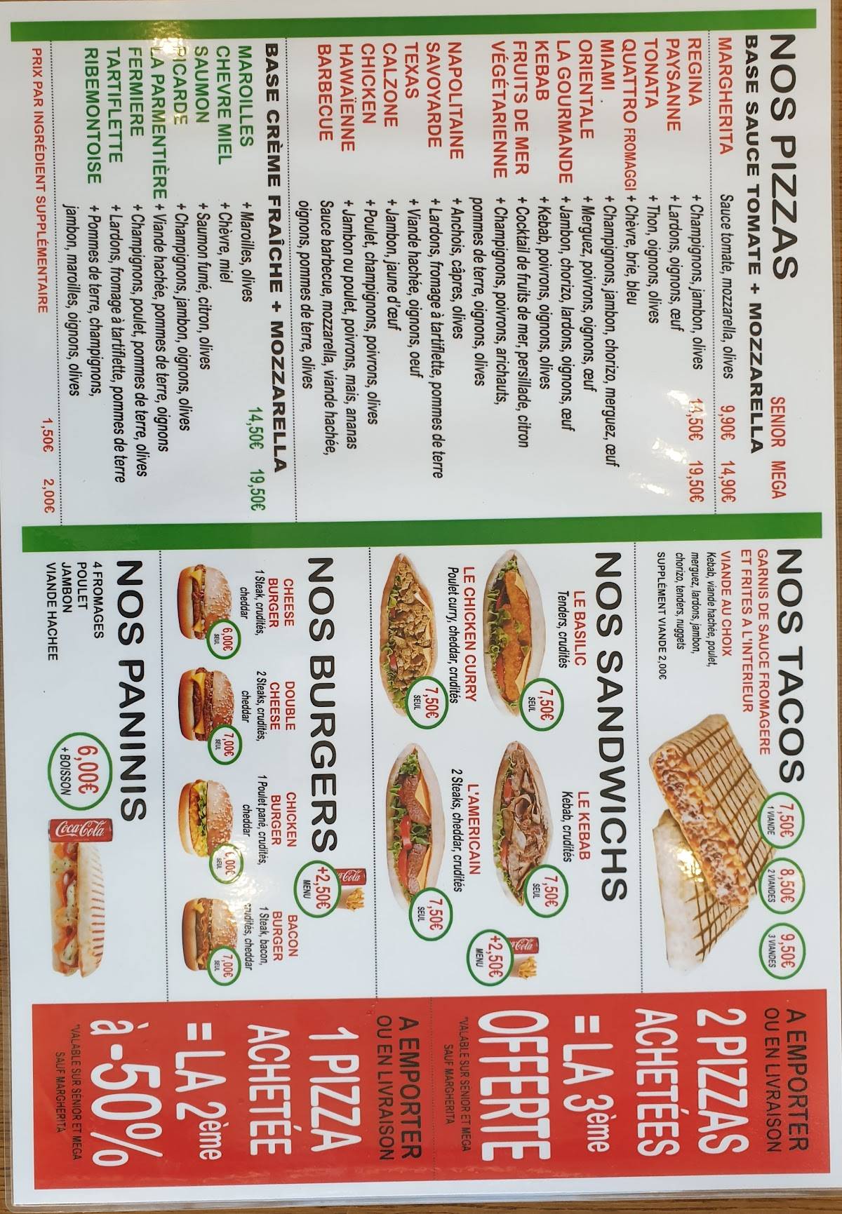 Menu de Pizzeria de Ribemont Discovery Pizza/Le Basilic