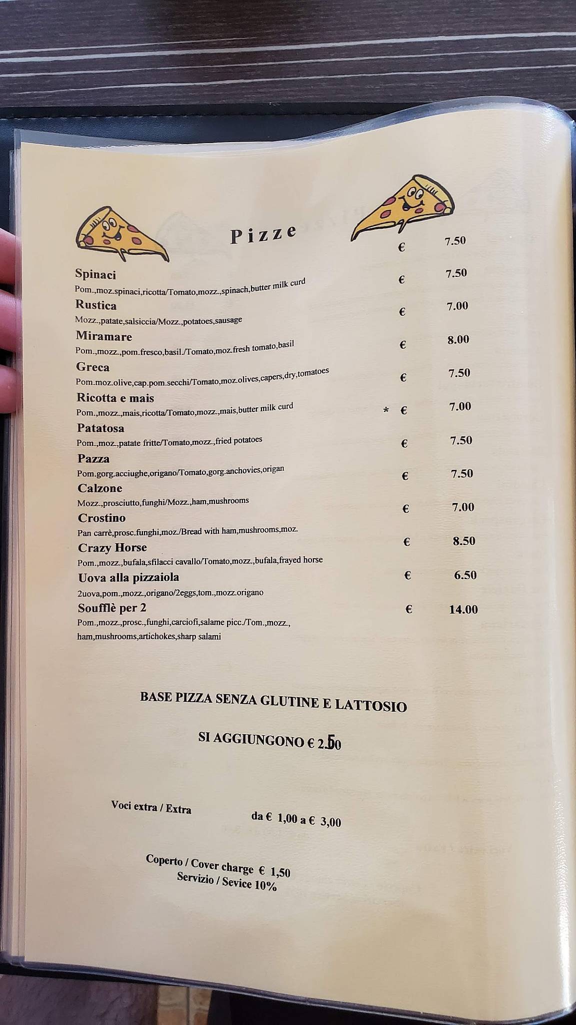 Menu di Pizzeria miramare 