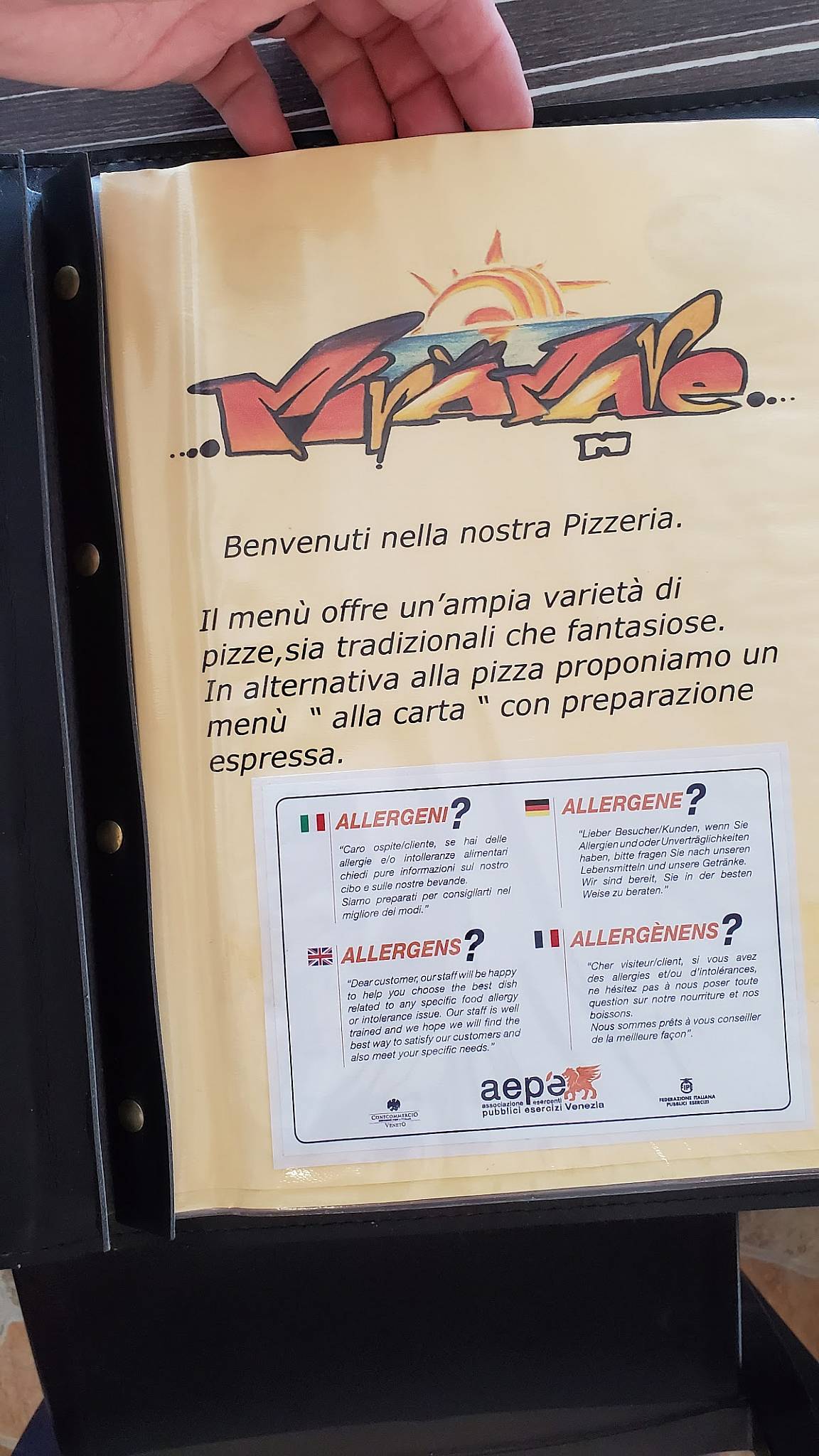 Menu di Pizzeria miramare 