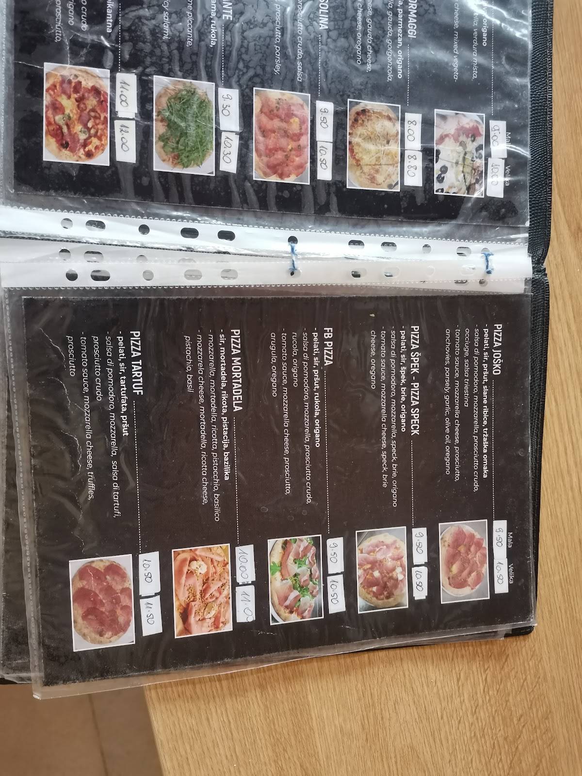 Menu di Pizzerija Na Placu 