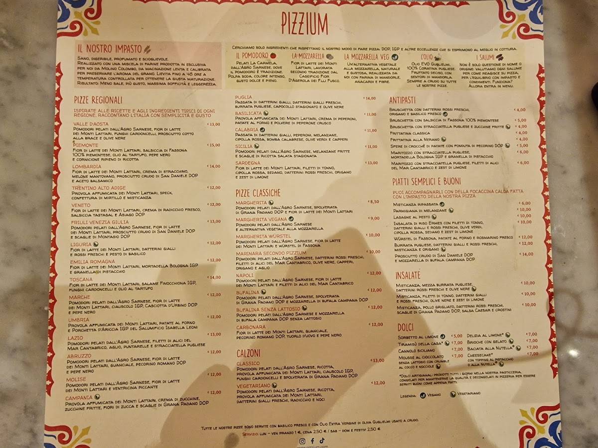 Menu di Pizzium - Genova Corso Sardegna 