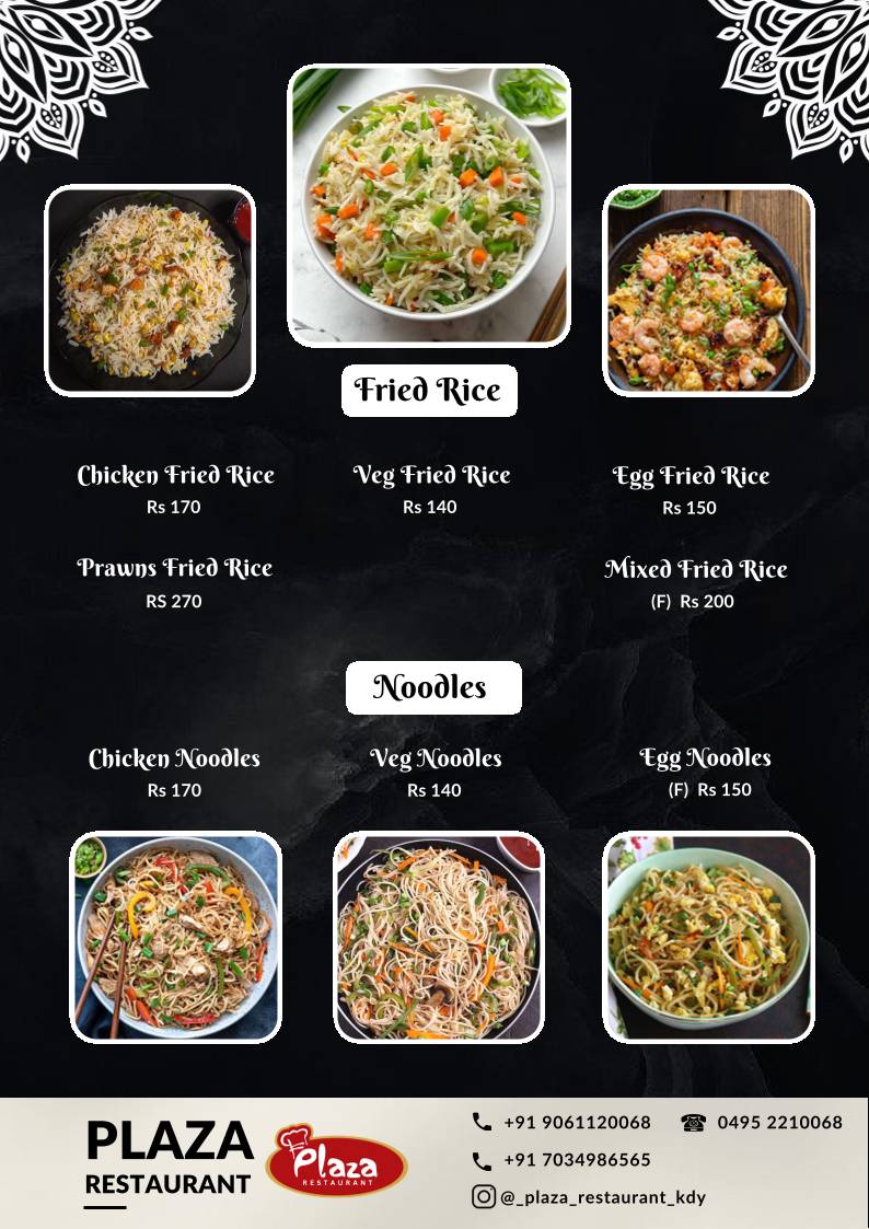 Plaza Restaurant, Koduvally menu