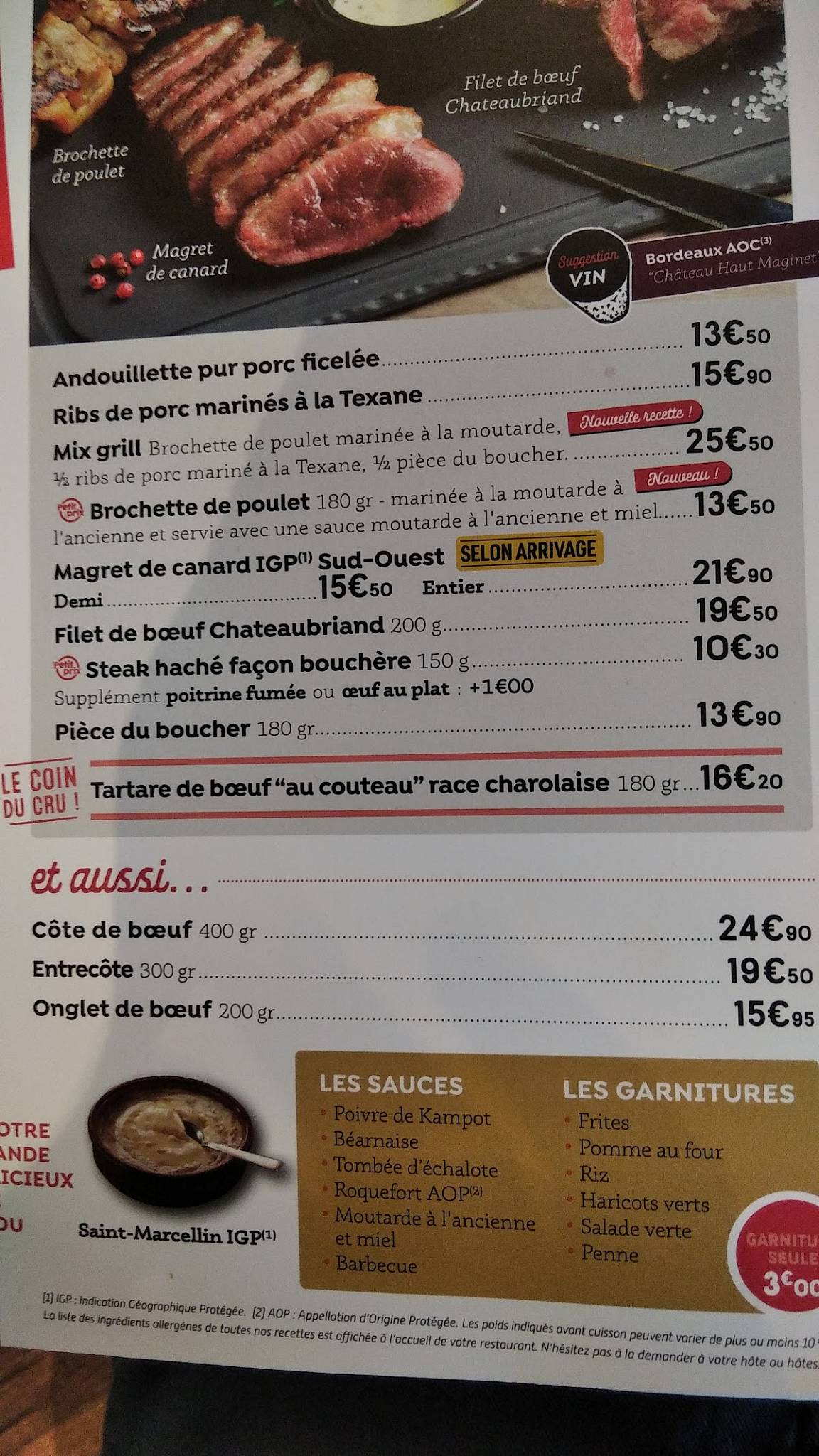 Menu de Poivre Rouge Déols
