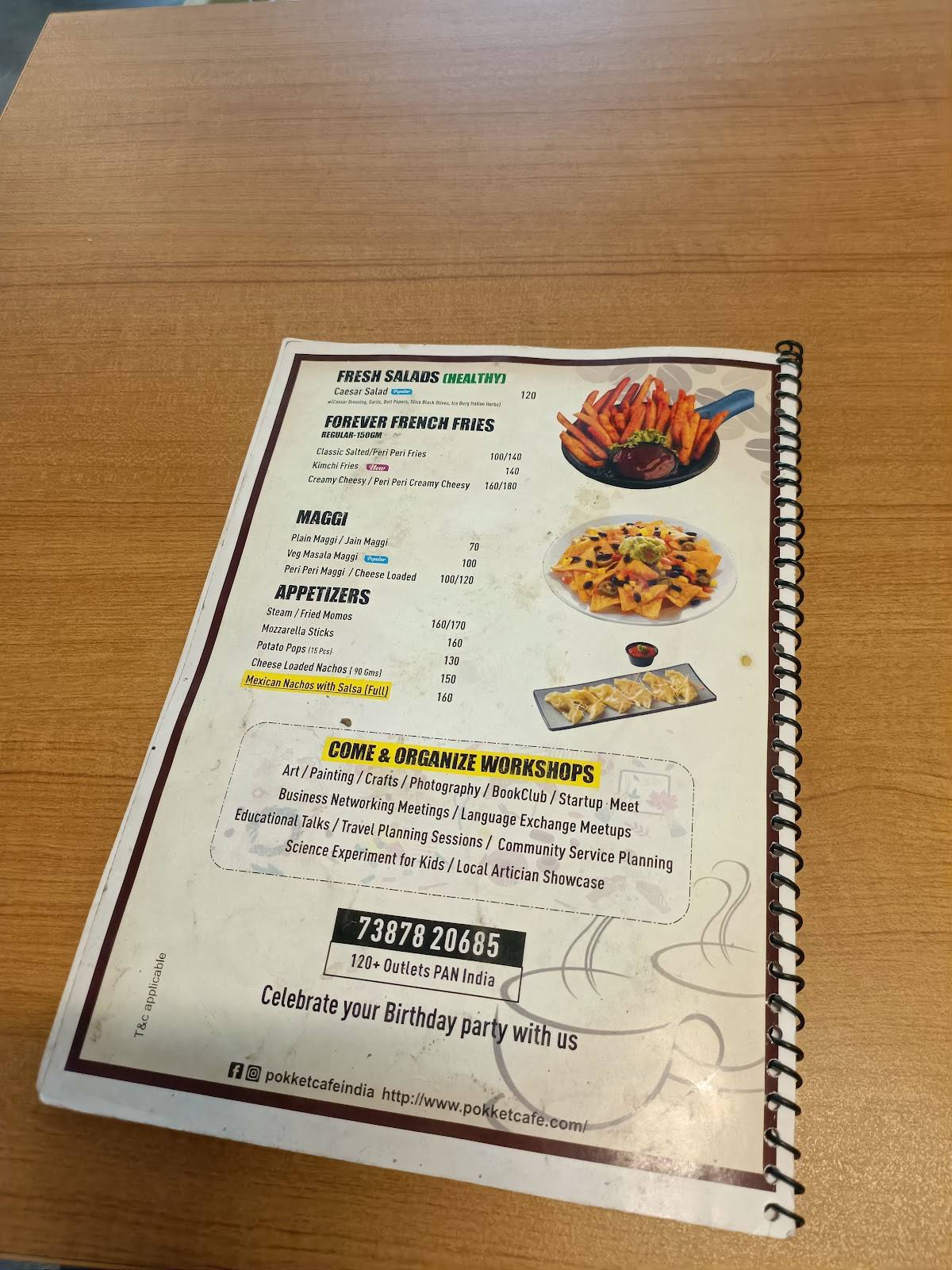 Pokket Café Karad [Biggest Café In Karad] menu