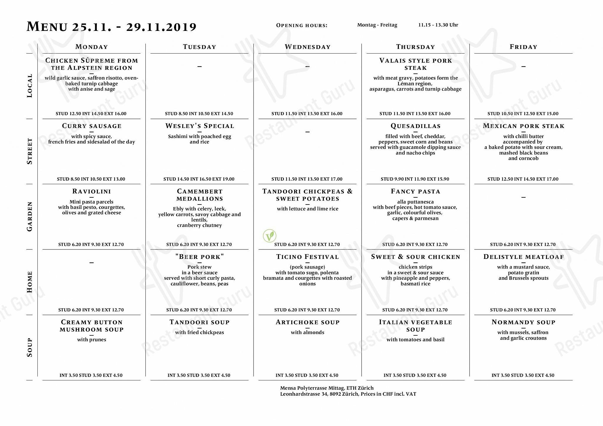 Menu Full per Mensa Polyterrasse self-service