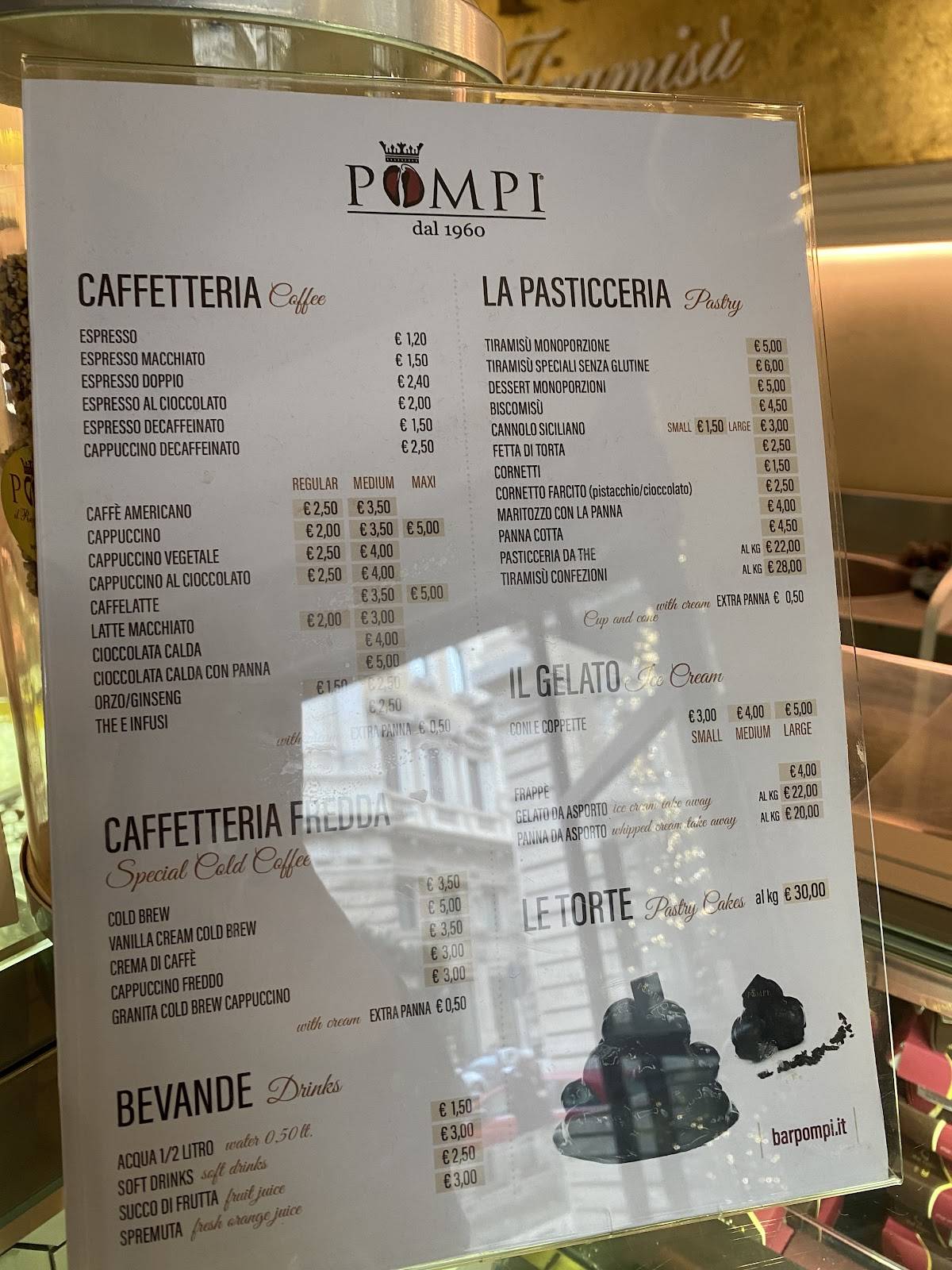 Menu di Pompi Tiramisù 