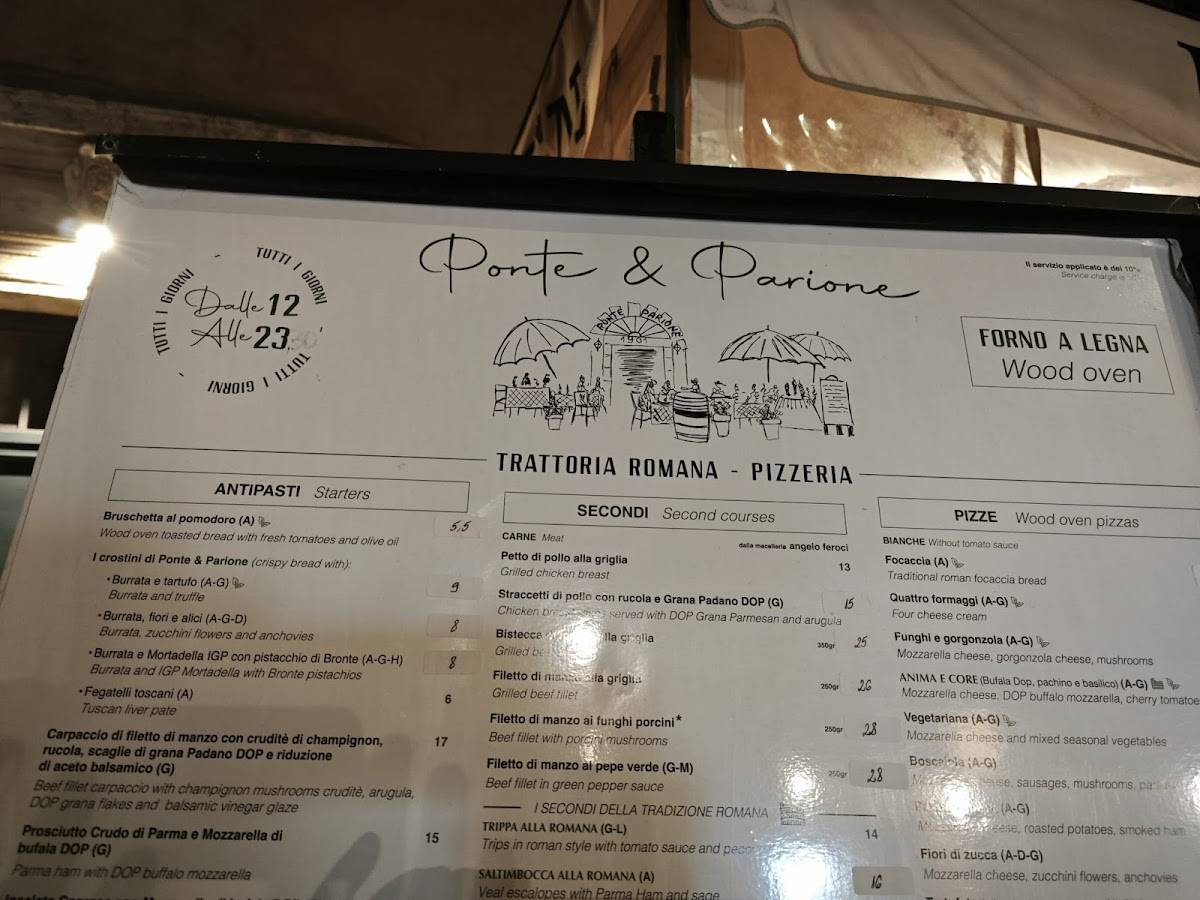 Menu di Ponte e Parione - Ristorante Piazza Navona 