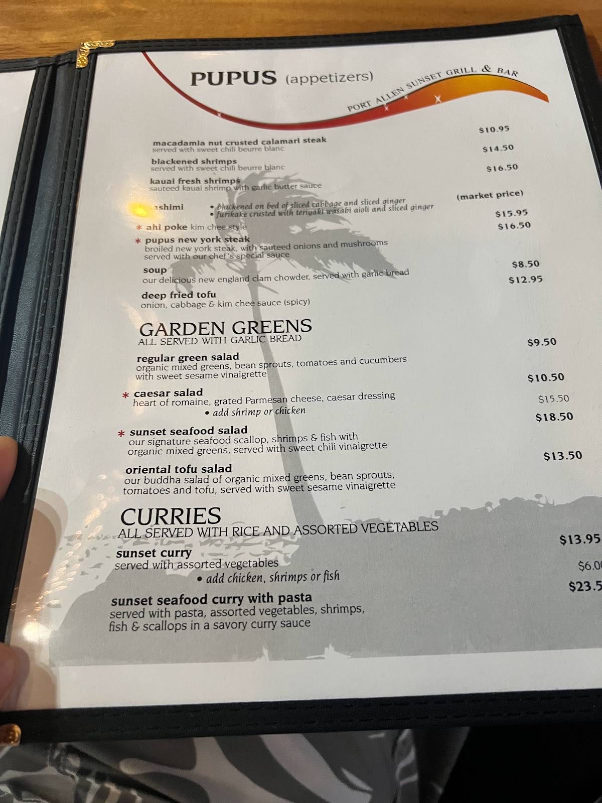 Menu at Port Allen Sunset Grill & Bar, Eleele
