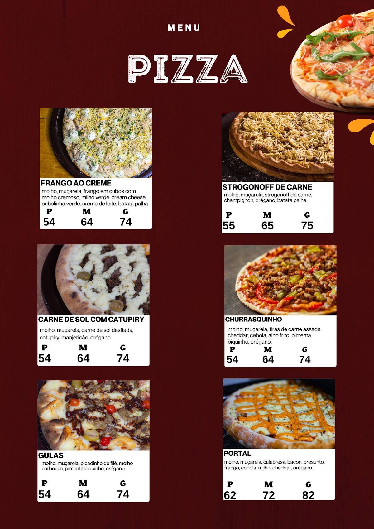 Portal Pizza e Burguer cardápio