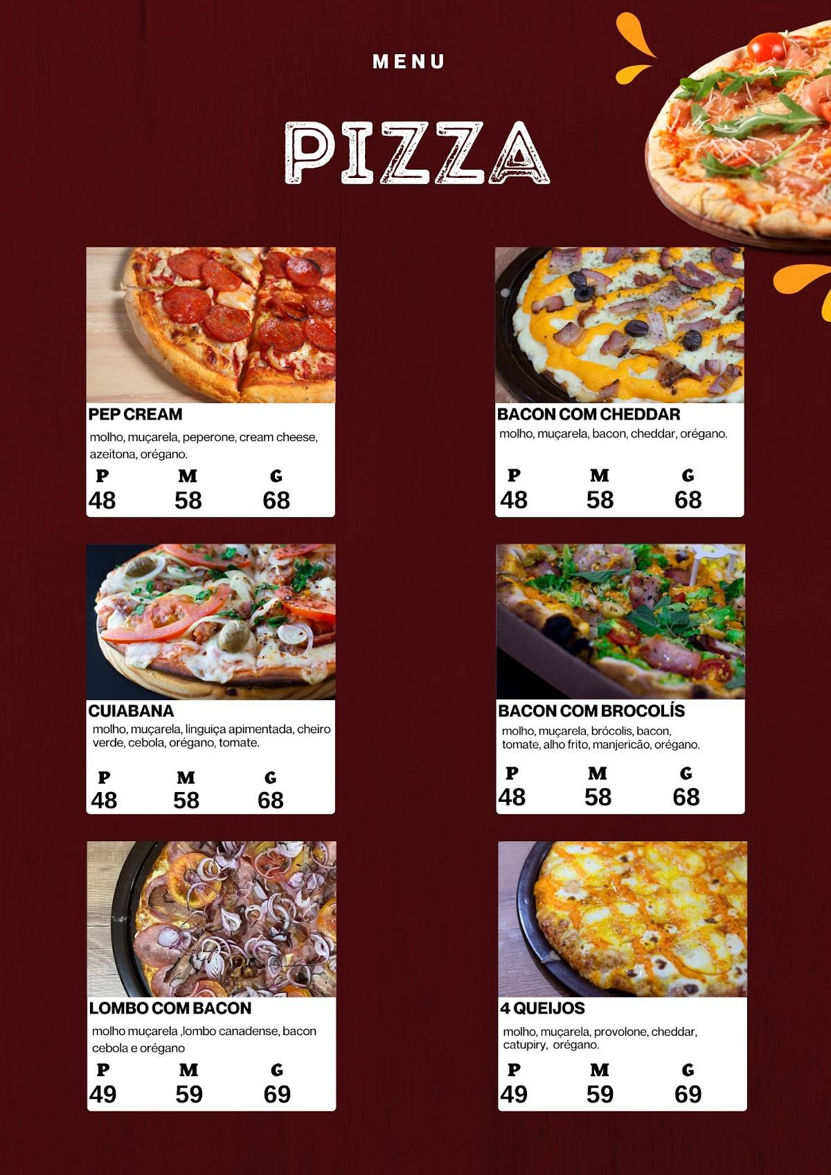 Portal Pizza e Burguer cardápio