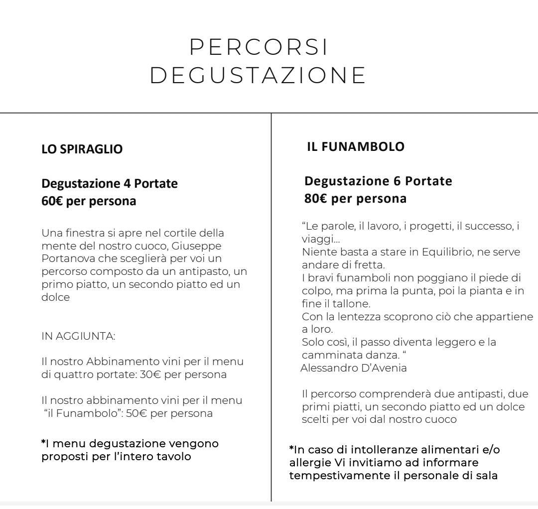 Menu di Portanova Ristorante in Urbino 