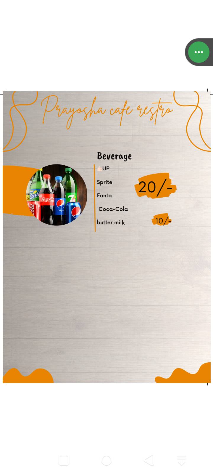 Prayosha food point menu