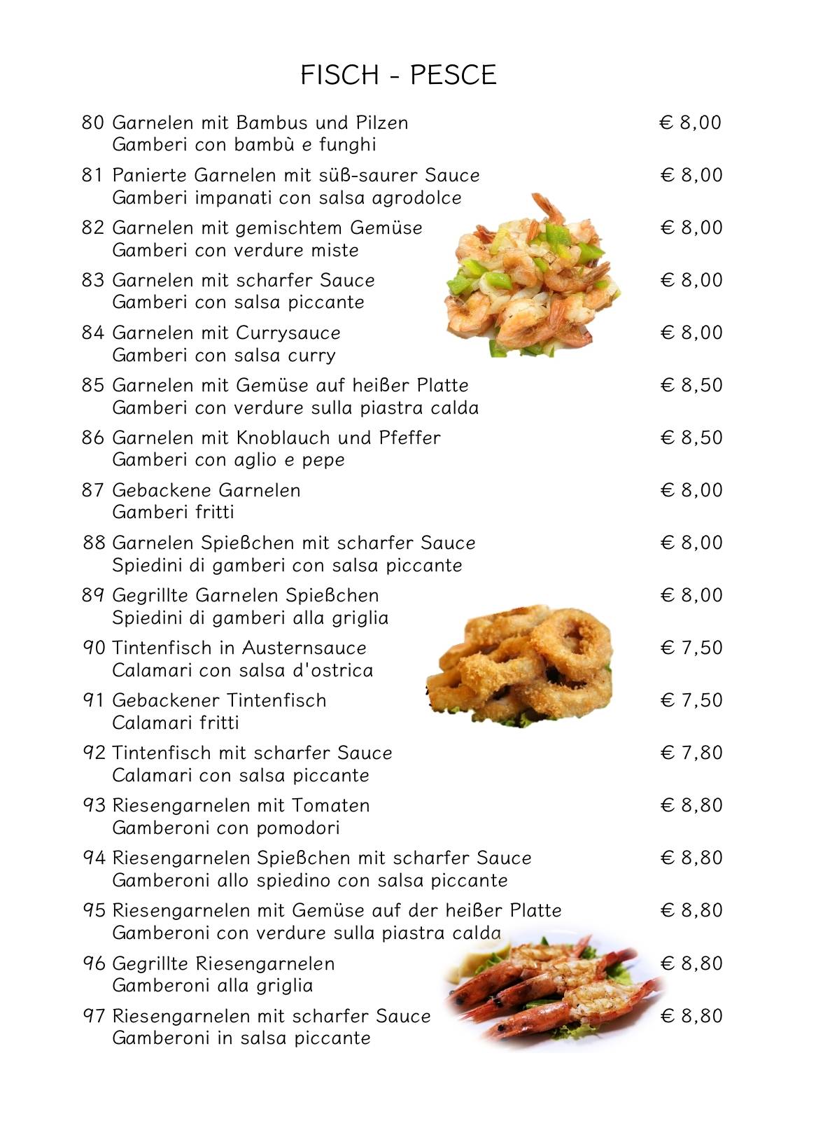 Menu di Prospero - Ristorante Cinese Giapponese 