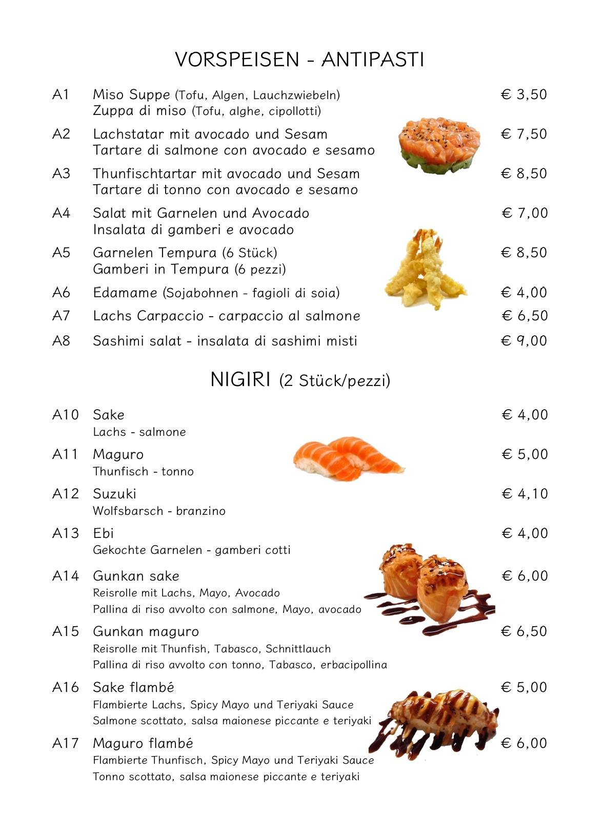 Menu di Prospero - Ristorante Cinese Giapponese 