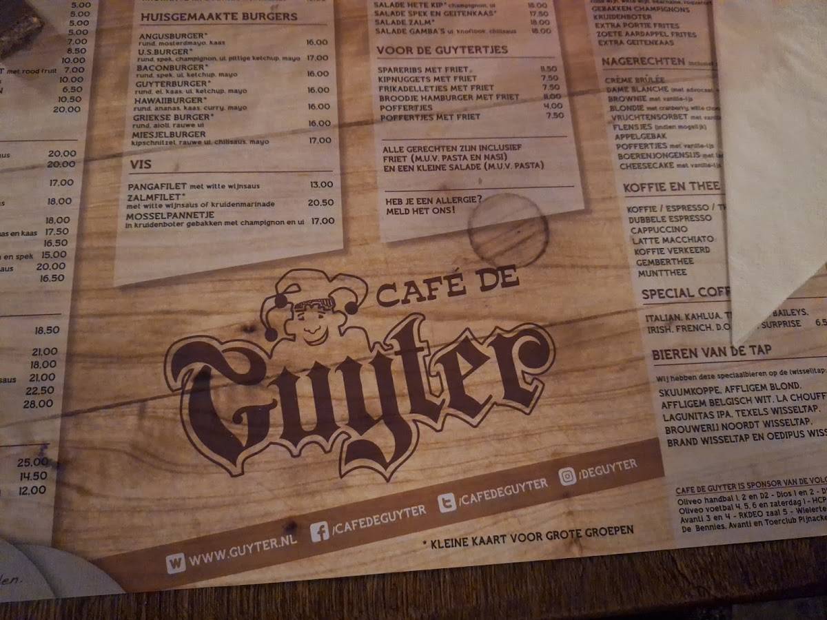 Menu de Pub The Guyter