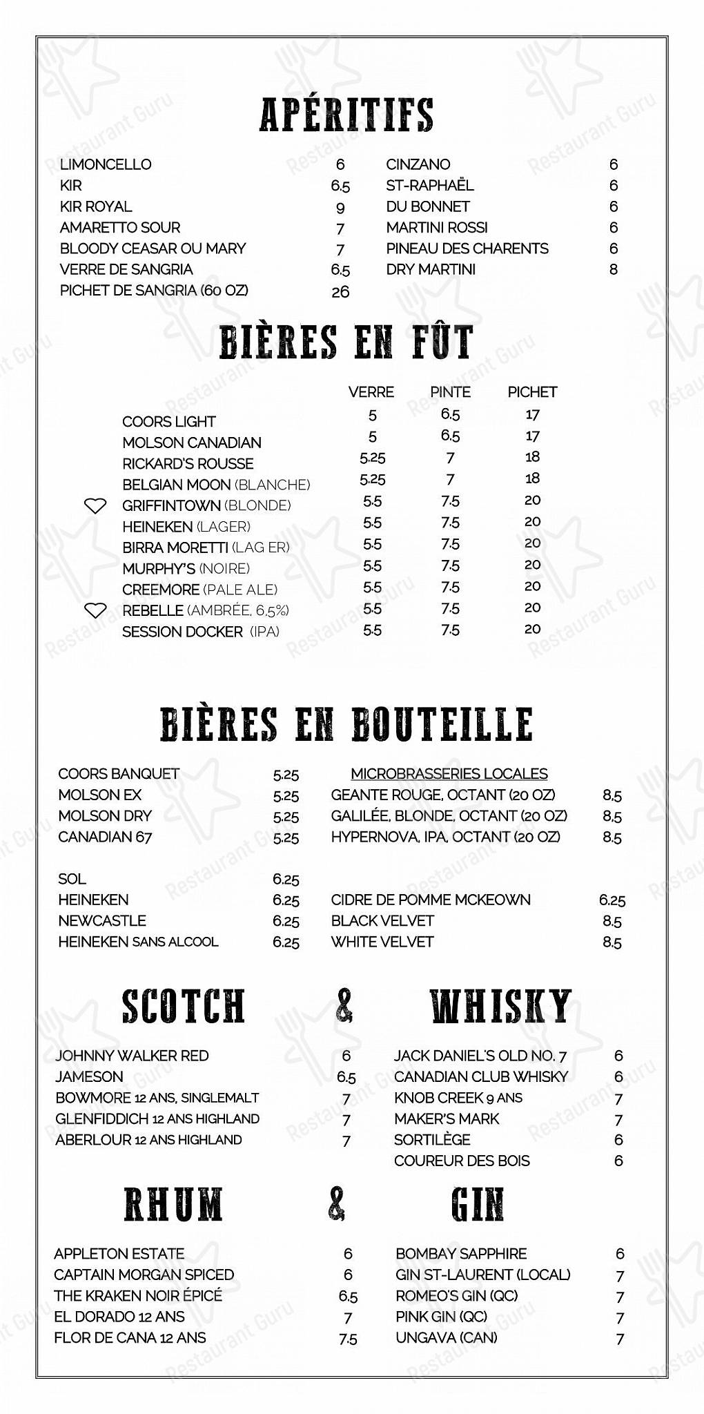 Bistro de la Forge dans Rimouski - Menu