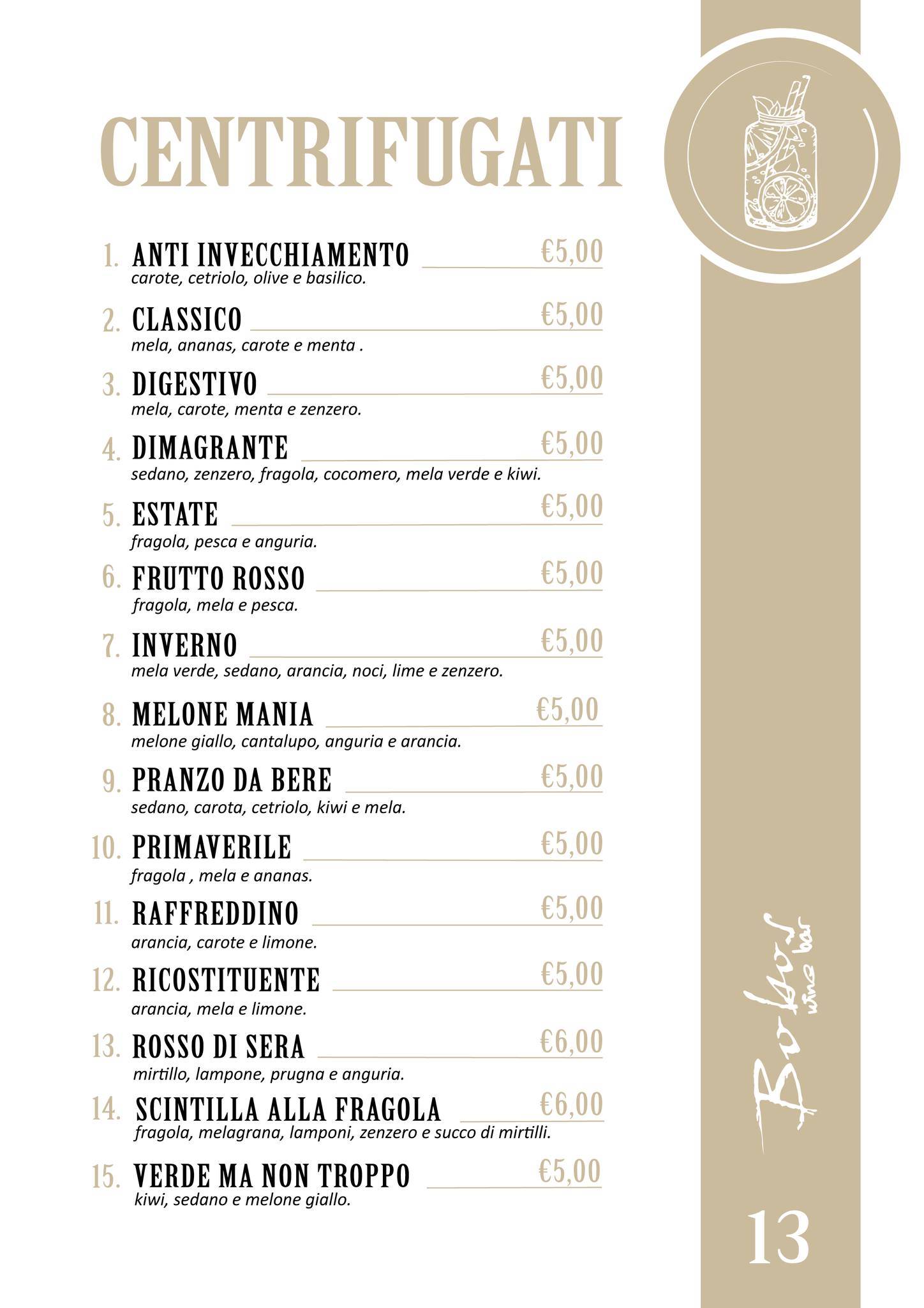 Menu di Bobos Wine Bar 