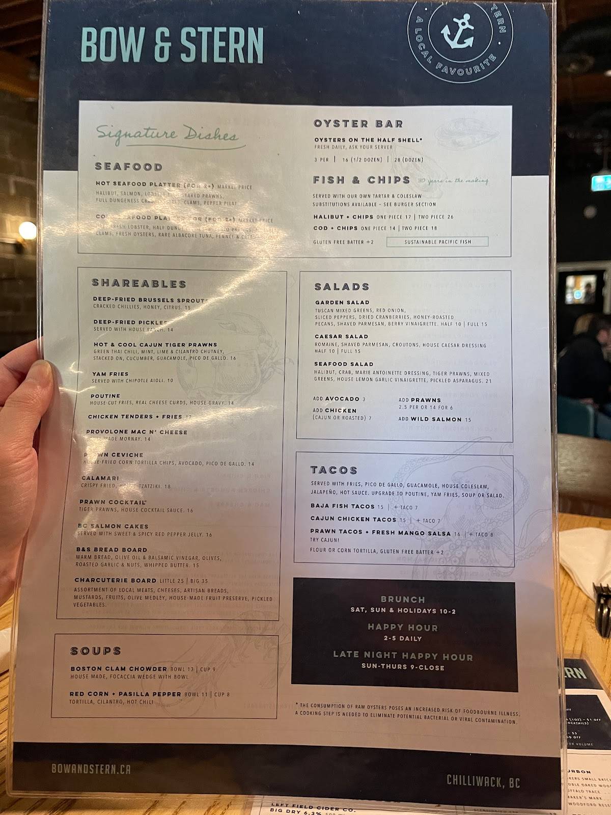 Menu at Bow & Stern Chilliwack pub & bar, Chilliwack