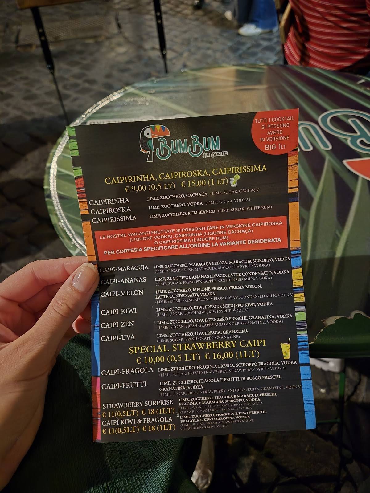 Menu di BumBum Bar Brasileiro 