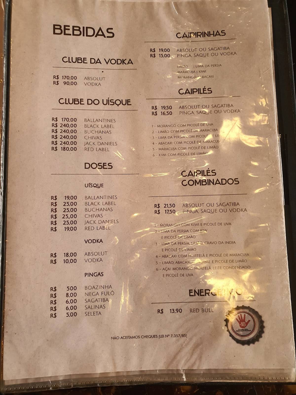 Quintal do Carmo cardápio