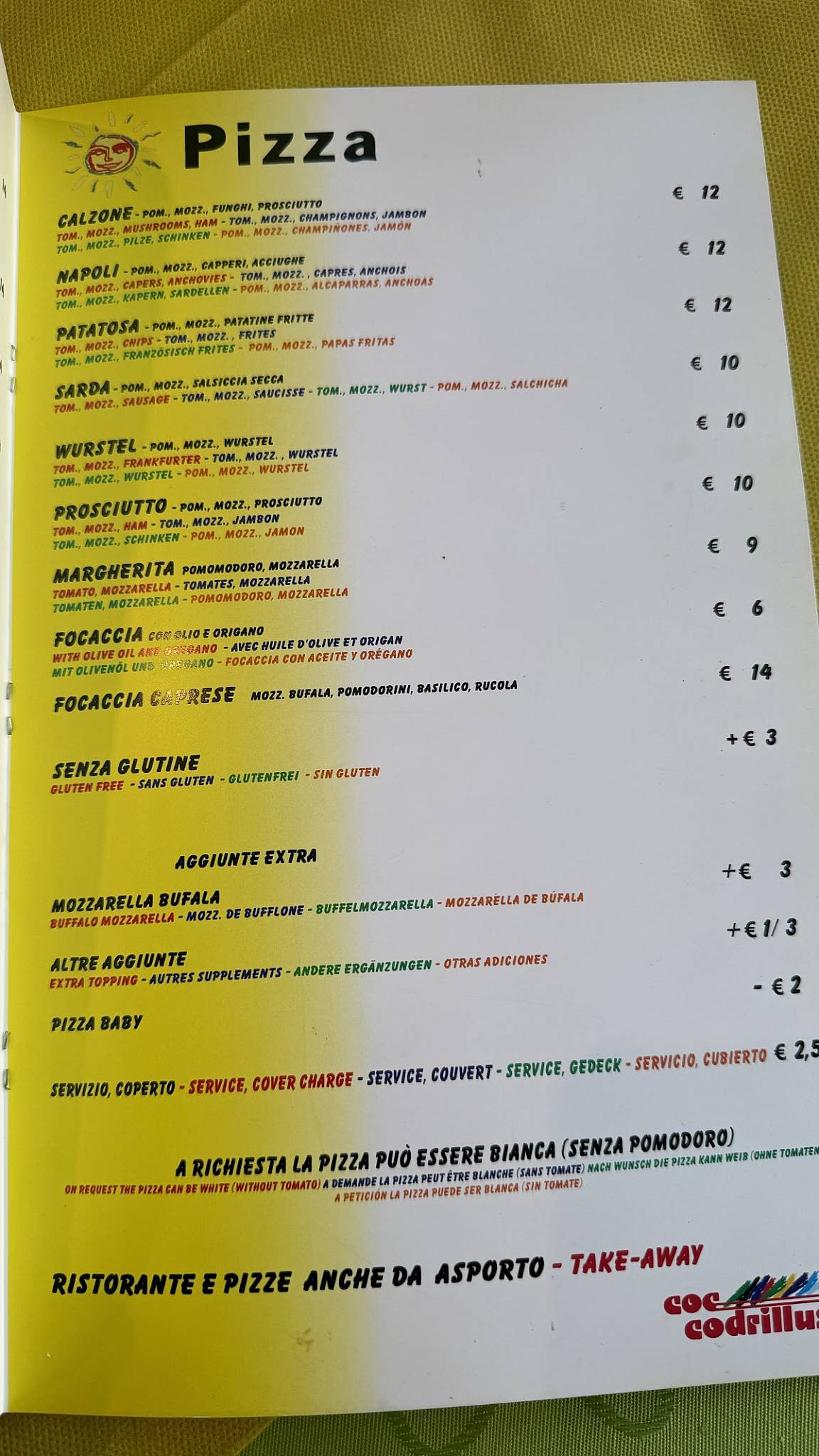 Menu di Coccodrillus Pizza Restaurant 