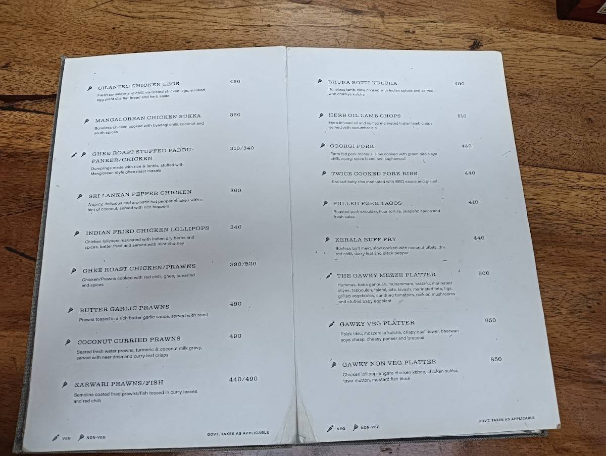 Gawky Goose menu