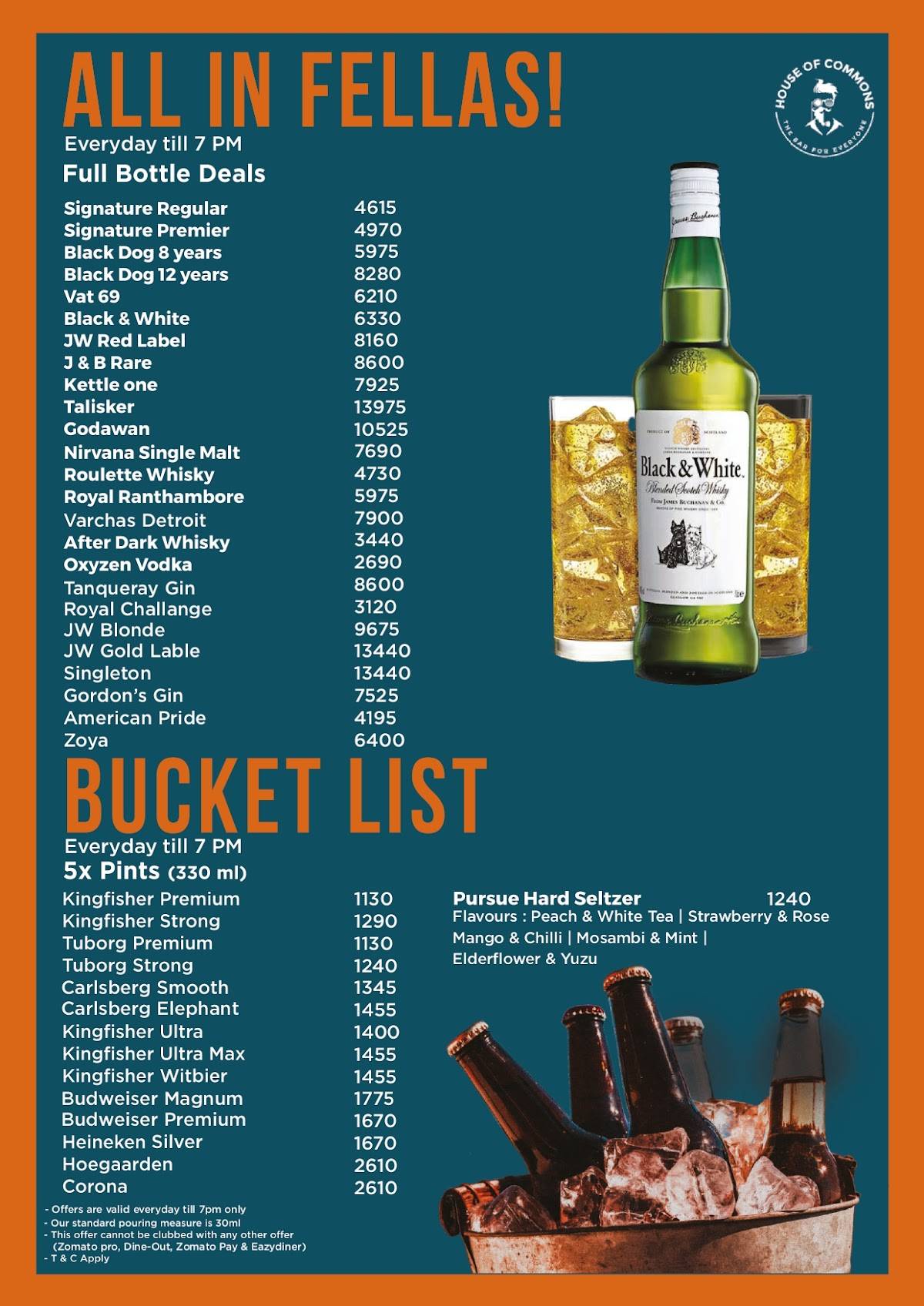 House of Commons menu