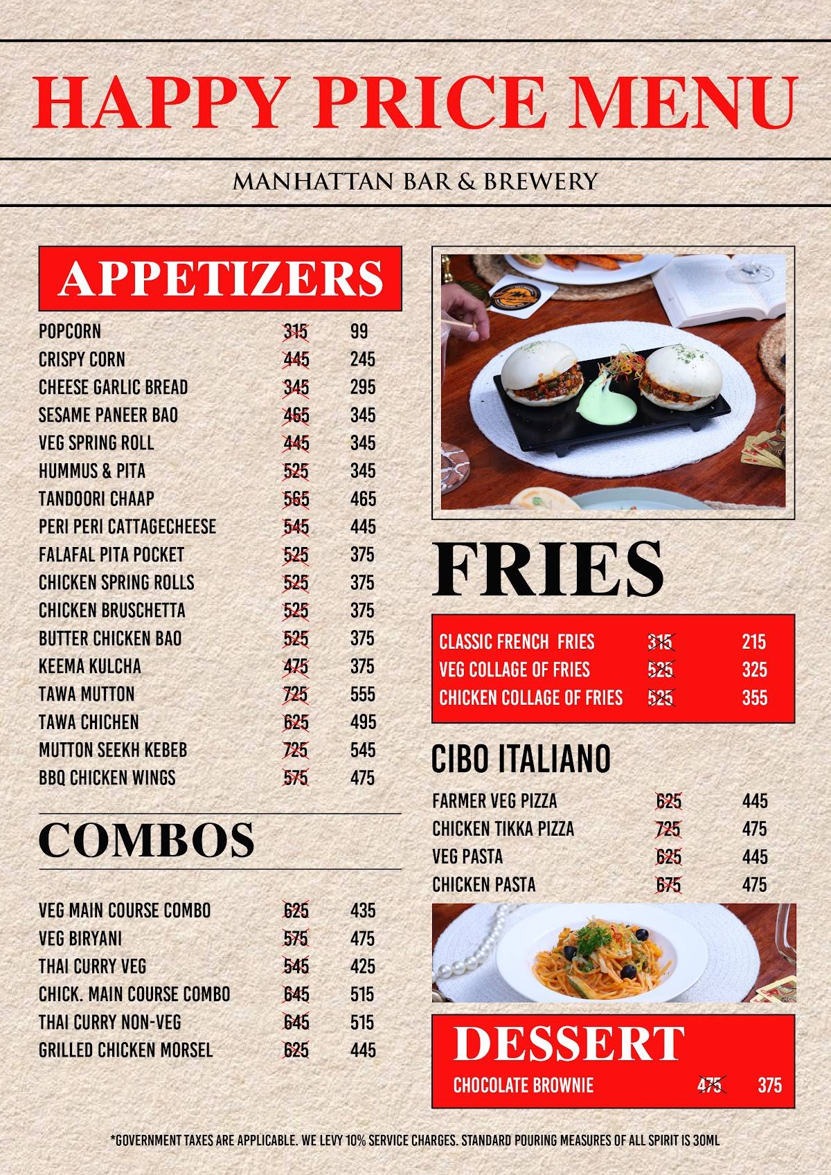 Manhattan Bar & Brewery menu