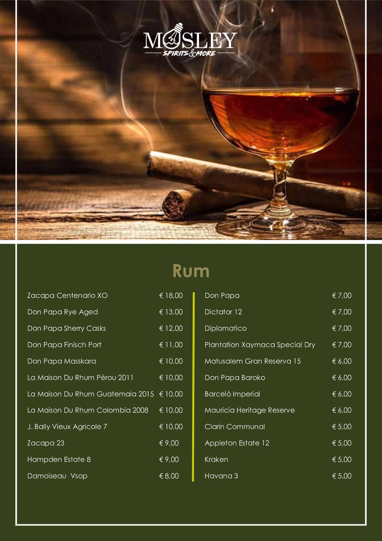 Menu di Mosley Cocktails & Sushi 