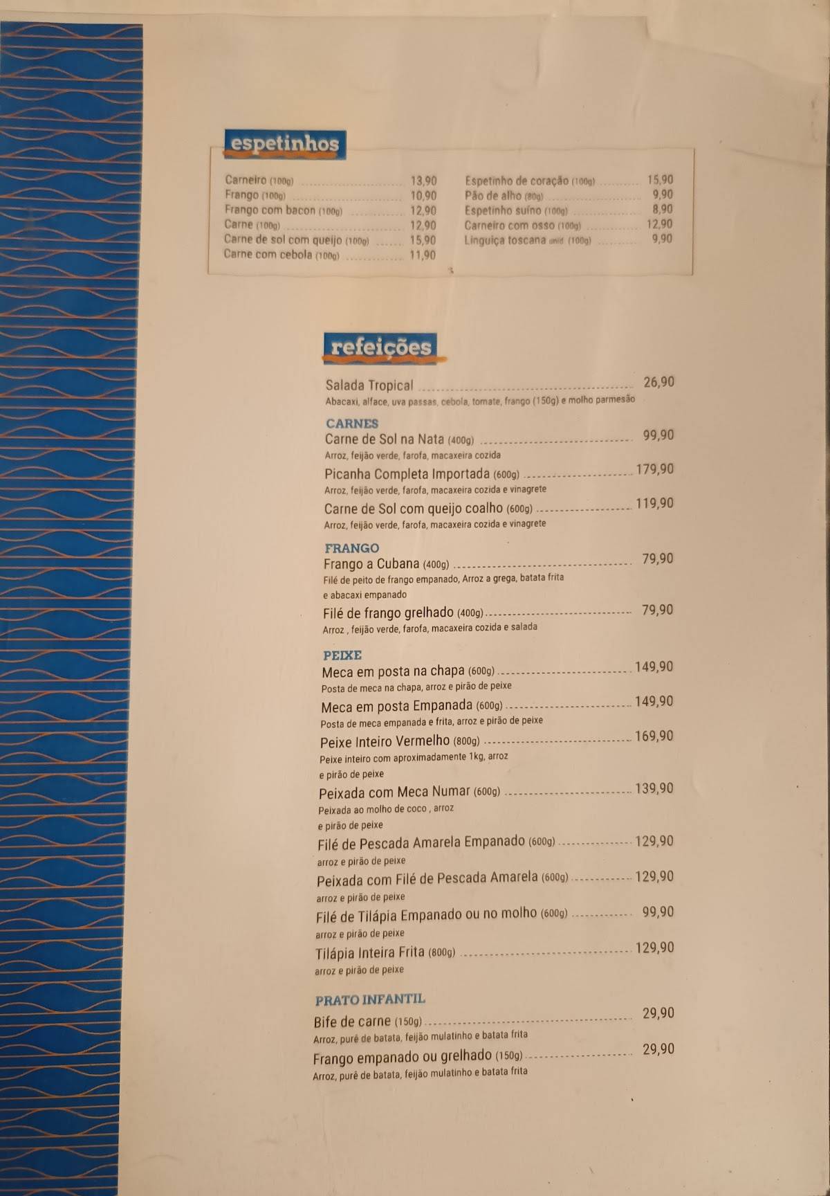 Numar Bar e Restaurante cardápio