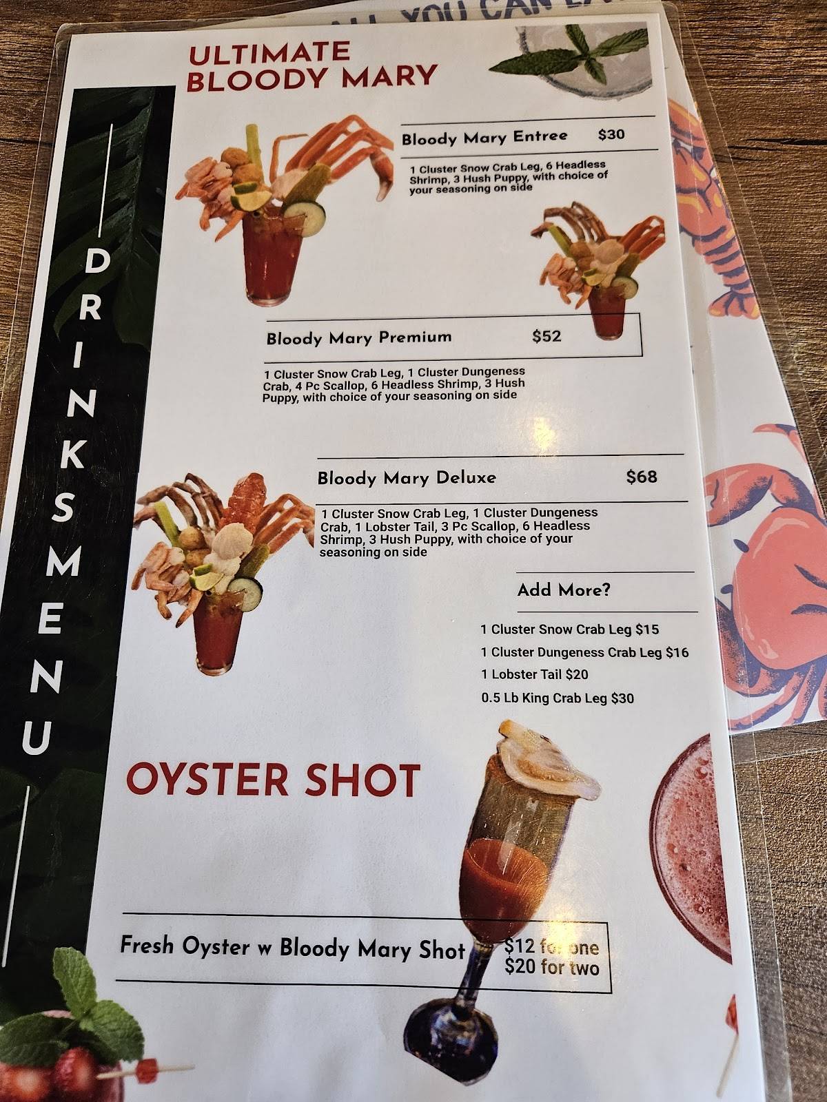 Menu at Ocean Shack Arlington pub & bar, Arlington