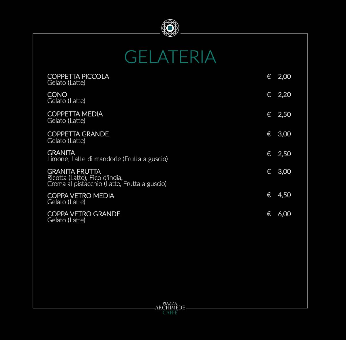 Menu di Piazza Archimede Caffè 