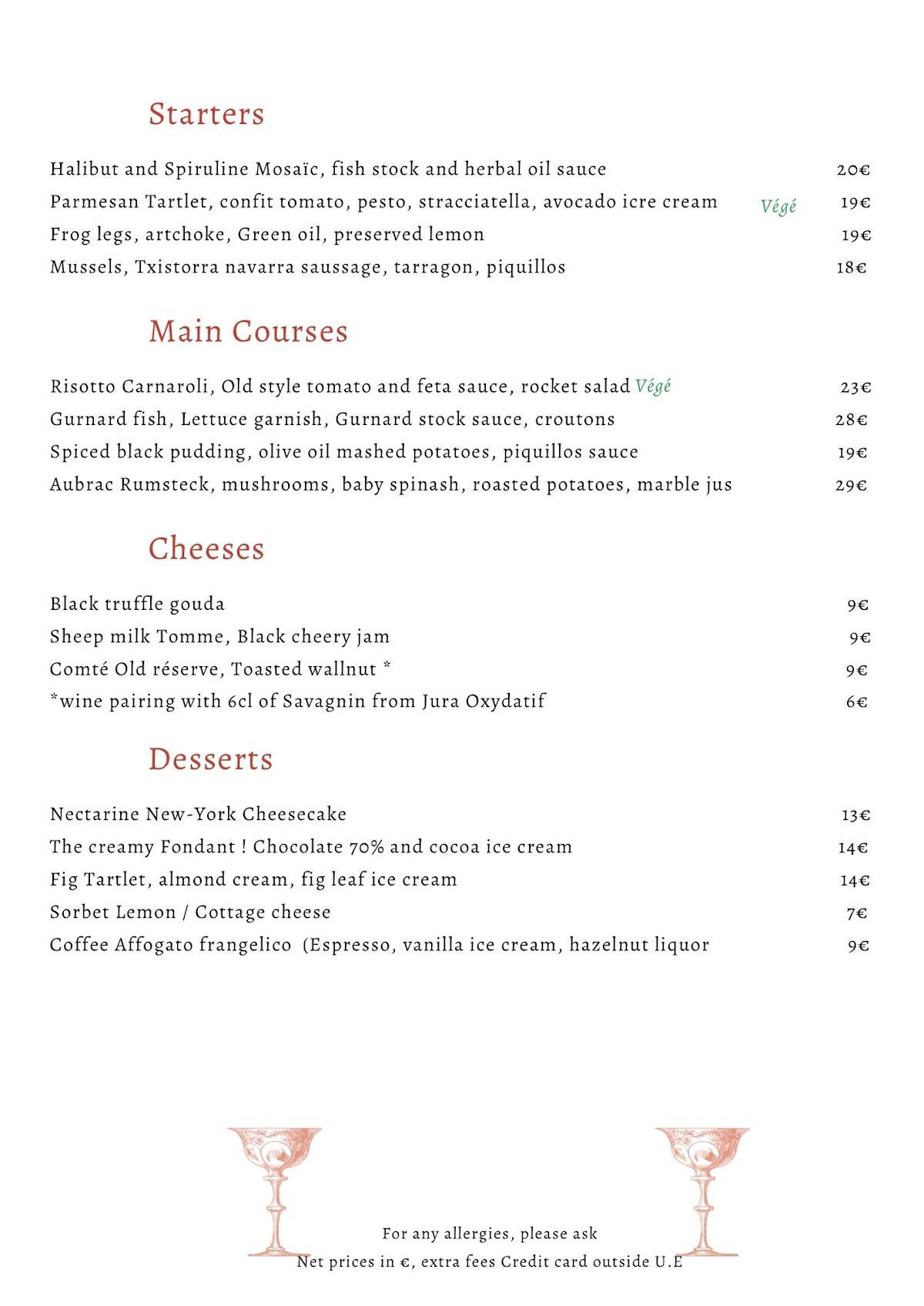 Menu de Simone, Le Resto...