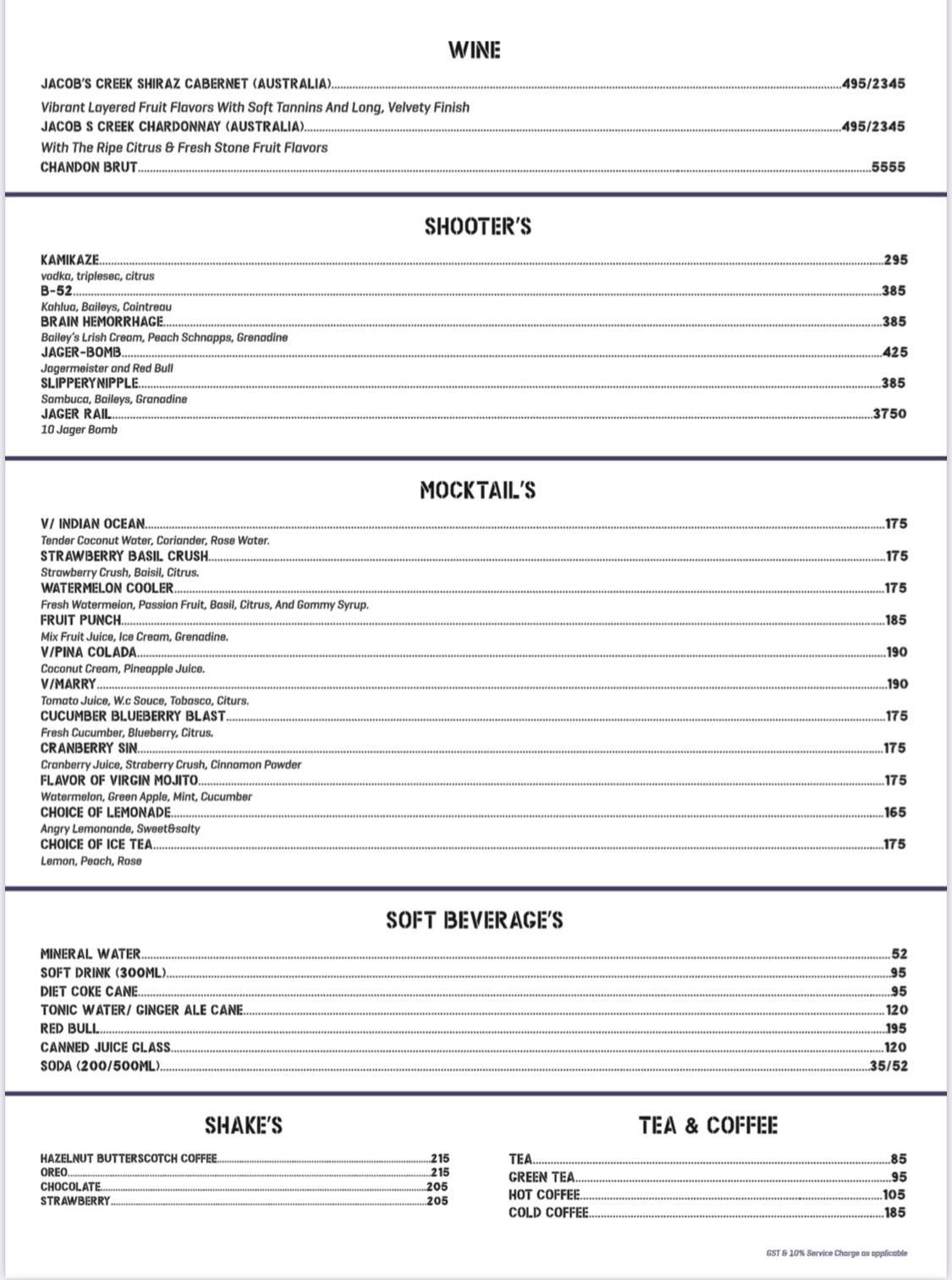 The Castle Microbrewery & Kitchen menu