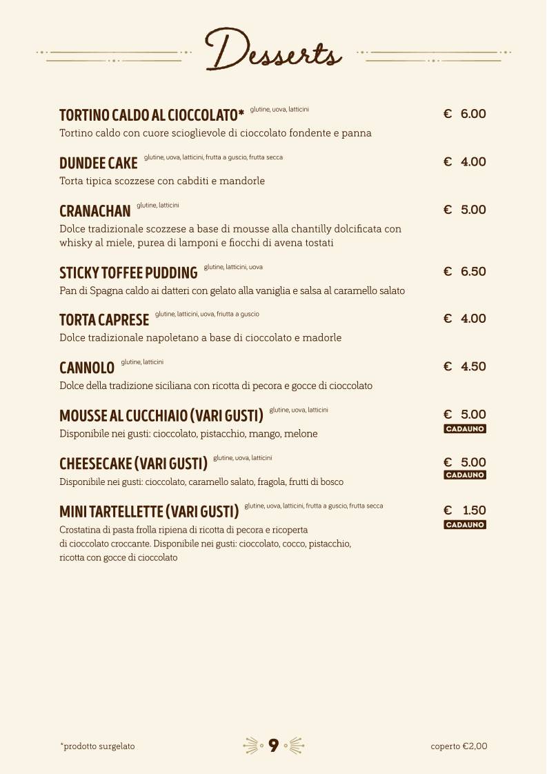 Menu di The Stuart, Scottish Pub 