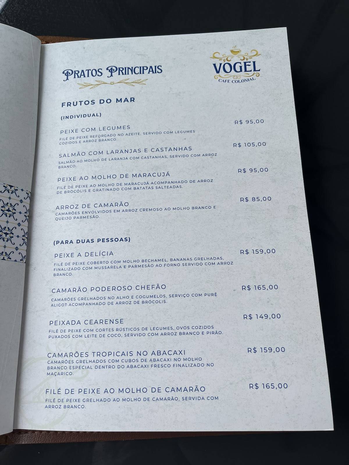 Restaurante Vogel Café Colonial Café da manhã, Almoço, Jantar Guaramiranga Ce cardápio