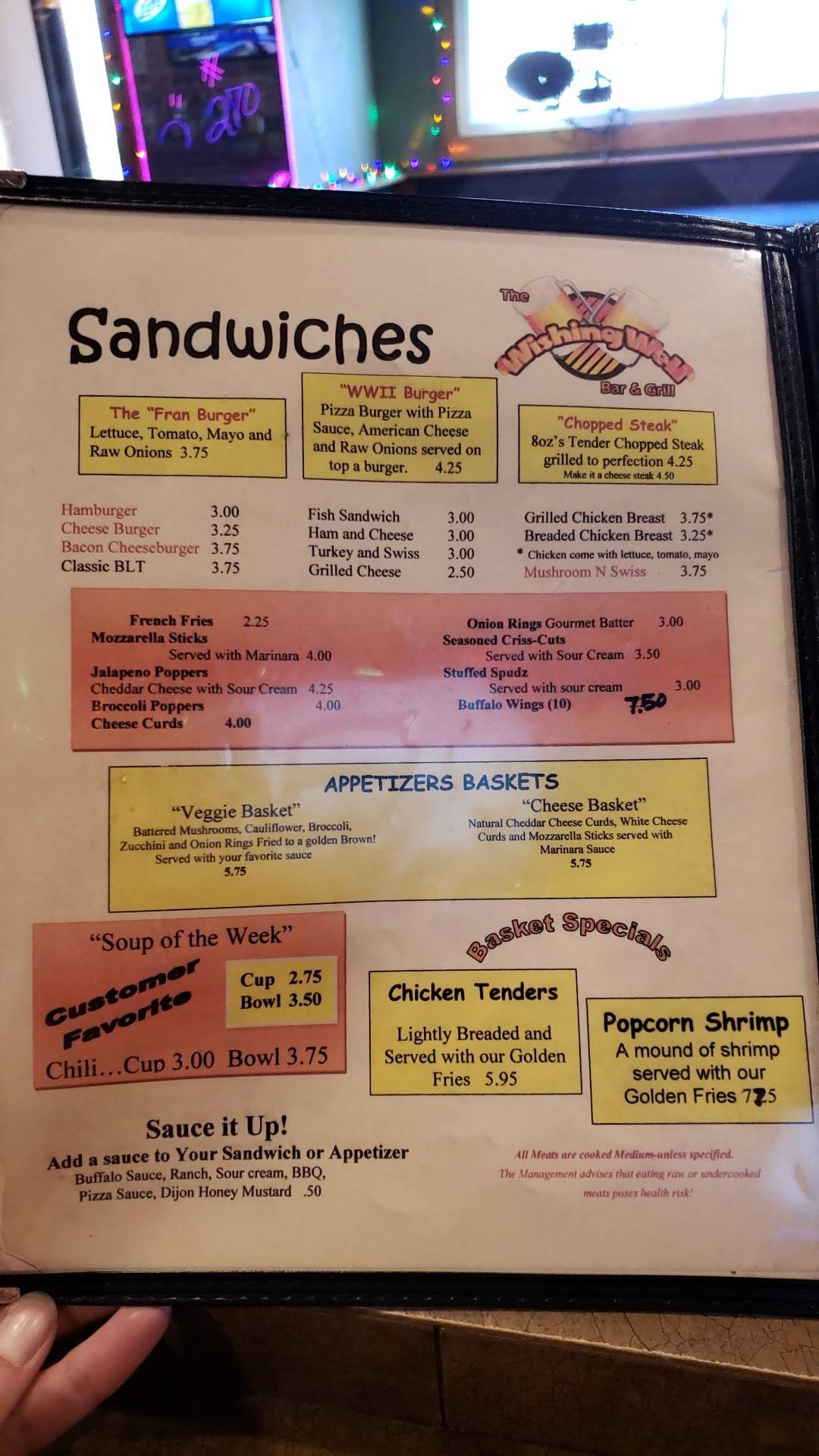Menu at Wishing Well pub & bar, Appleton