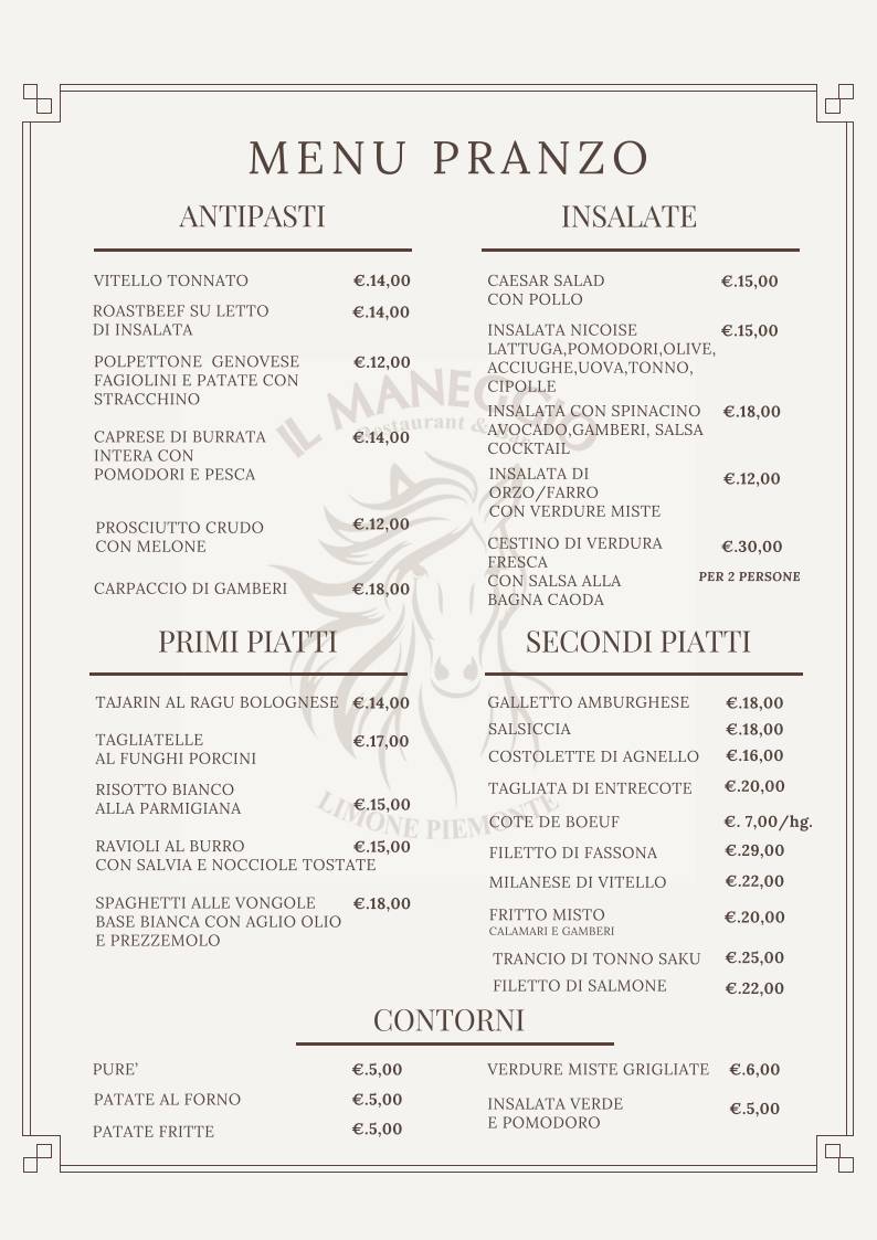 Menu di Il Maneggio ristorante 