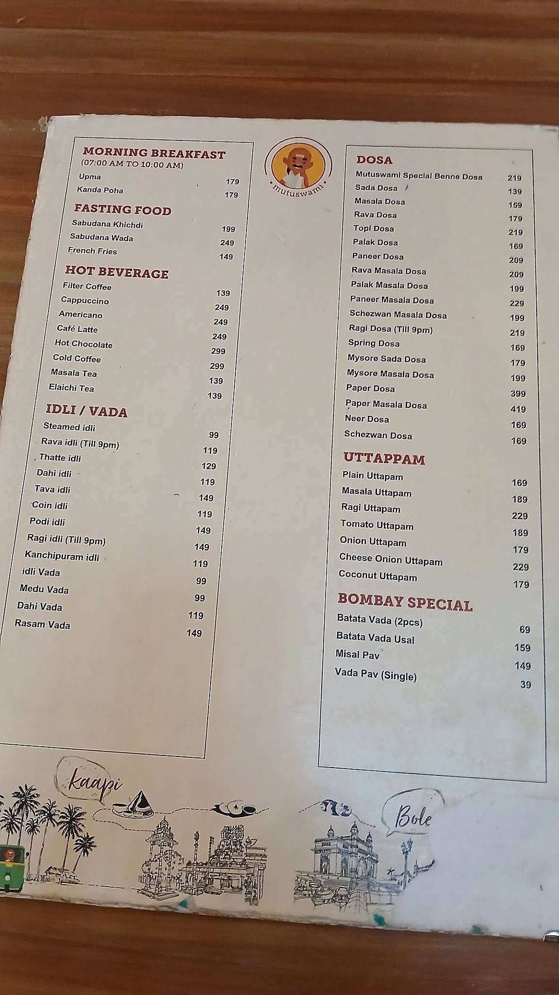 Mutuswami Cafe Pune menu