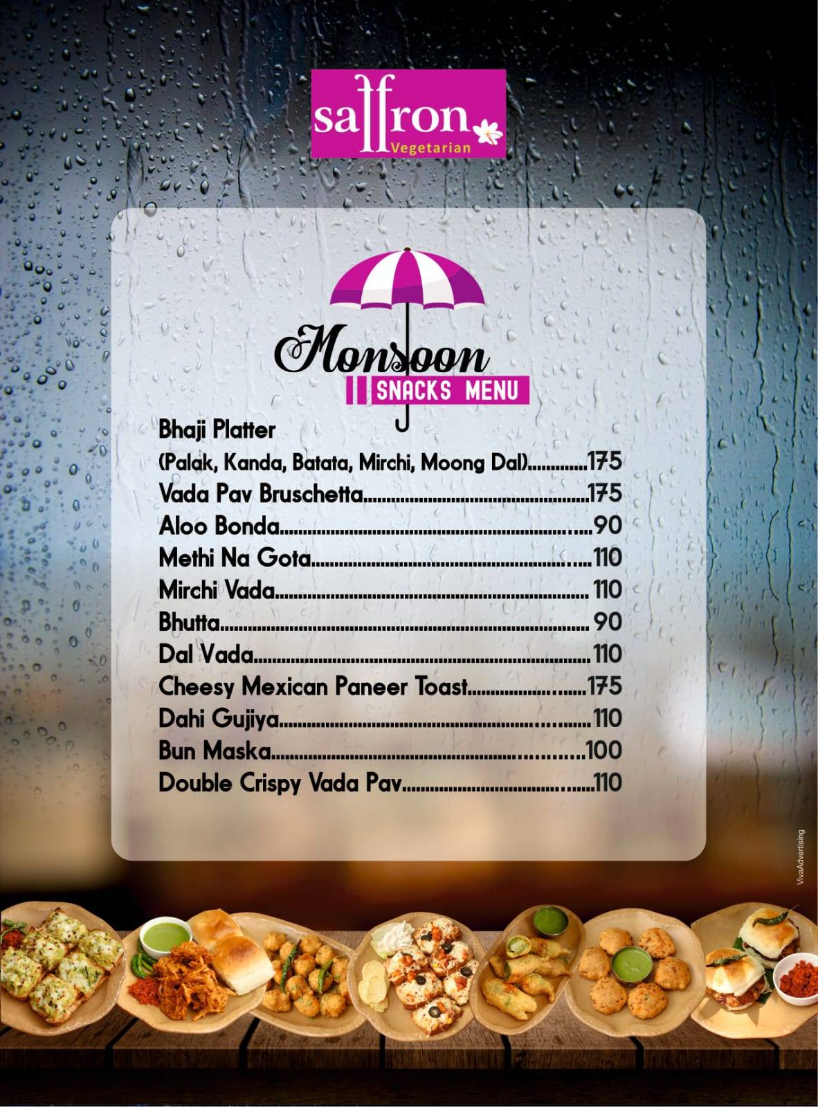 Saffron Vegetarian Restaurant menu