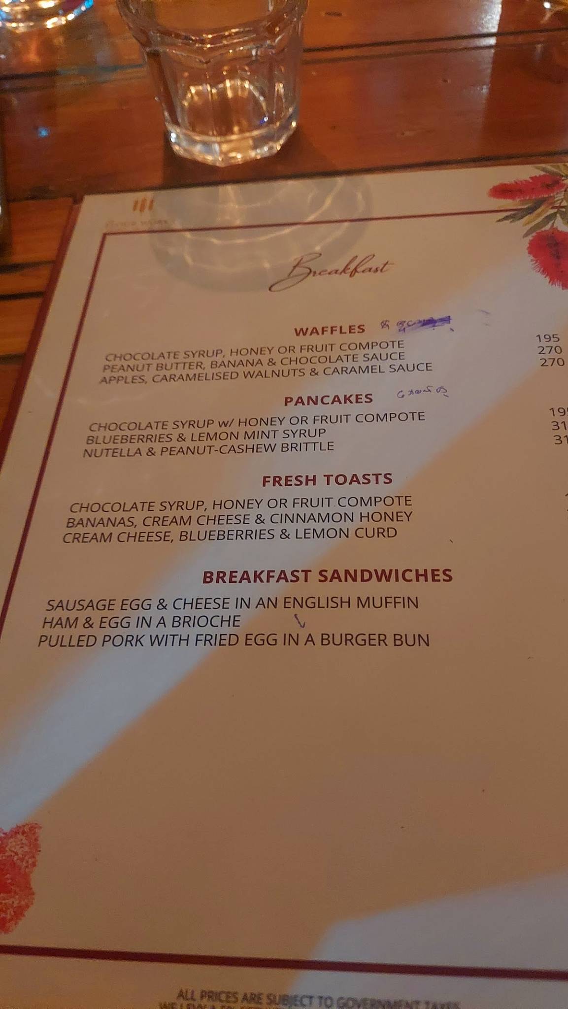 The Flour Works menu