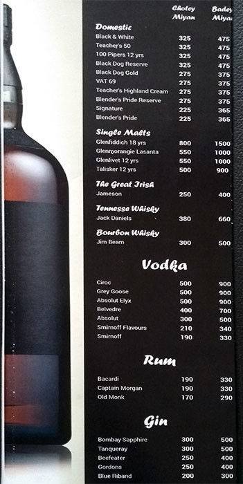 Twenty Nine All day Dining menu