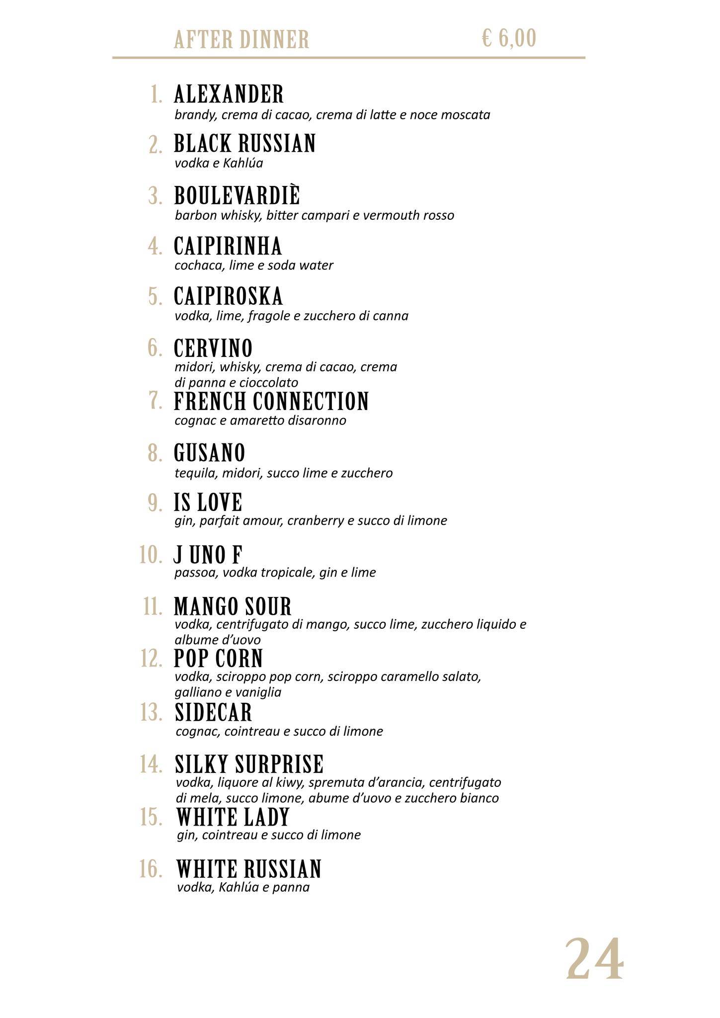 Menu di Bobos Wine Bar 