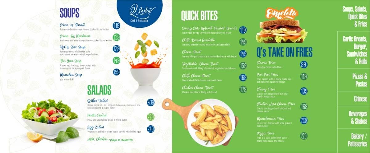 Q Bistro Café and Patisserie menu