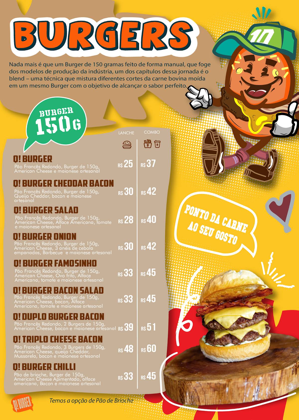 Q! Burger Franco cardápio