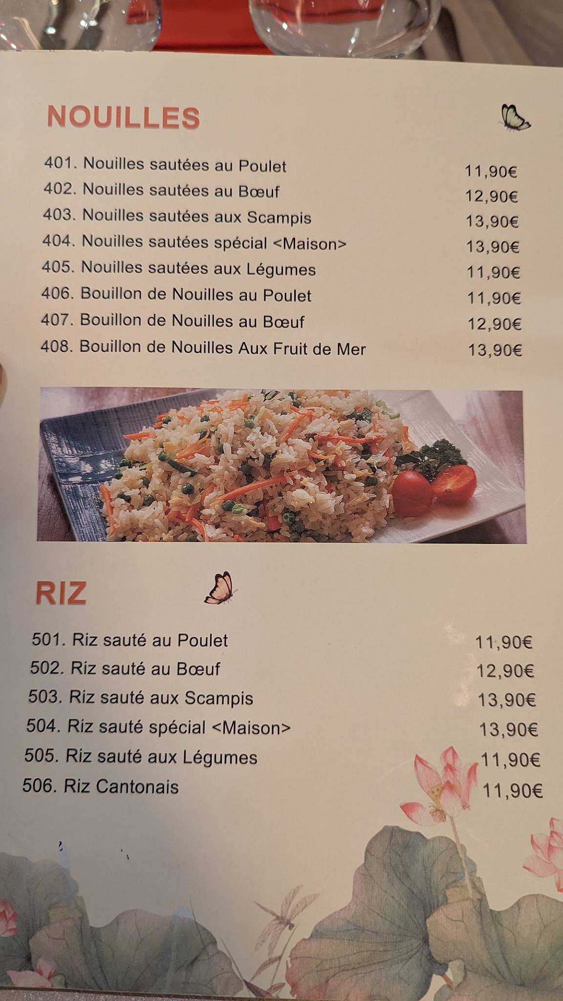 Menu de QingDao
