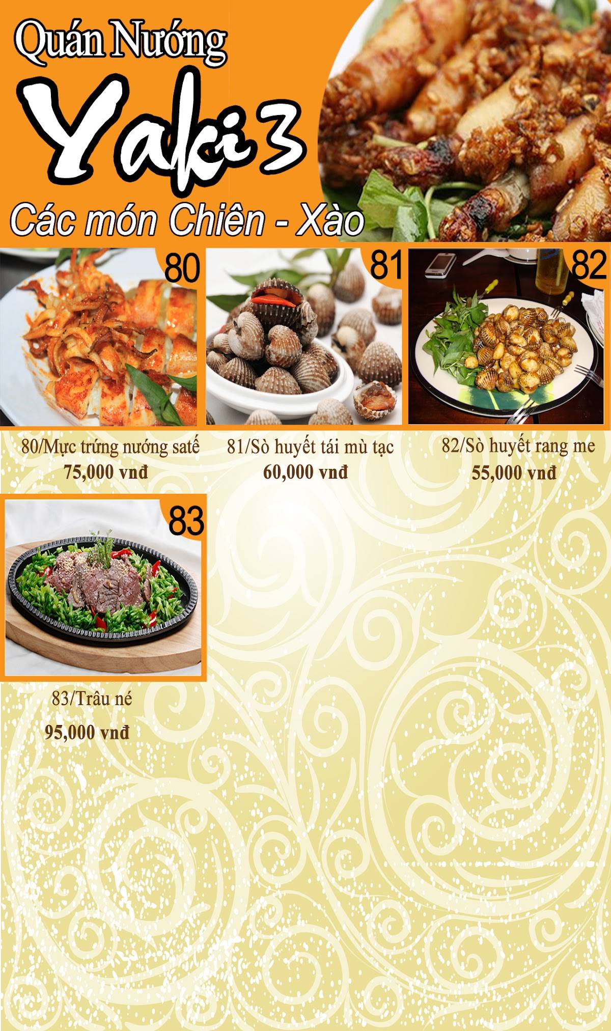 Menu at Quán Nướng Yaki restaurant, Ho Chi Minh City, 375 Đ. Tân Sơn Nhì